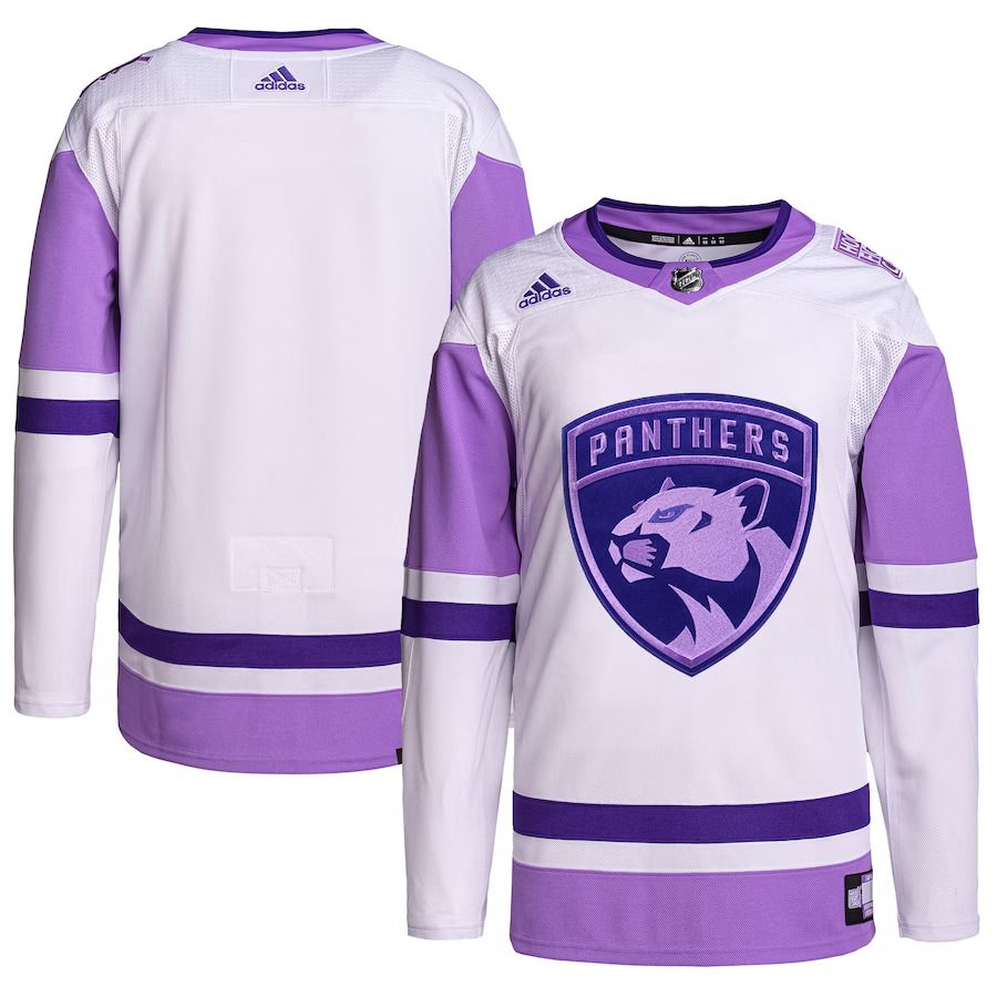 Men Florida Panthers adidas White Purple Hockey Fights Cancer Primegreen Authentic Blank Practice NHL Jersey->florida panthers->NHL Jersey